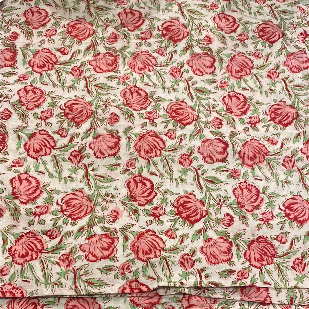 Floral Pink and Green Cloth Napkins (set of 10)